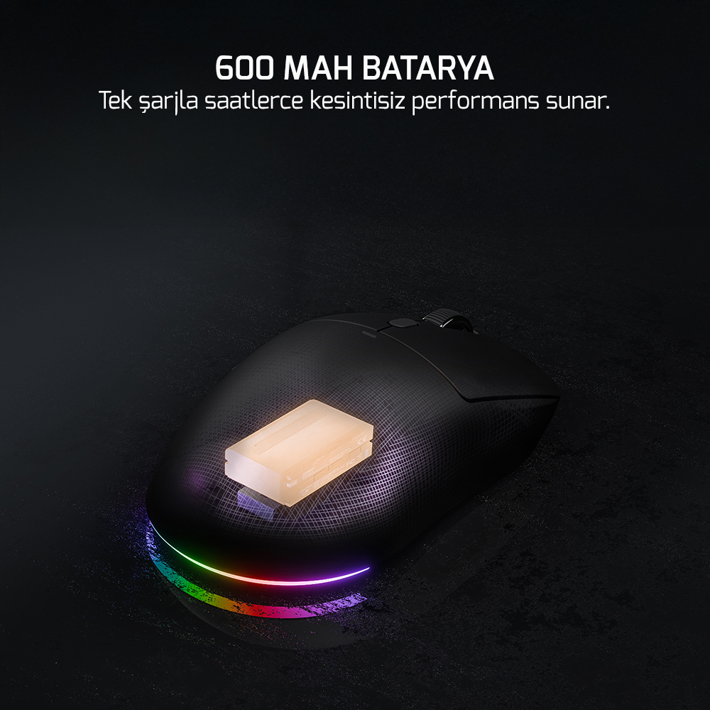 GamePower Kodex 24.000DPI Triple Mode (Kablolu/Bluetooth/2.4G) Siyah Gaming Mouse