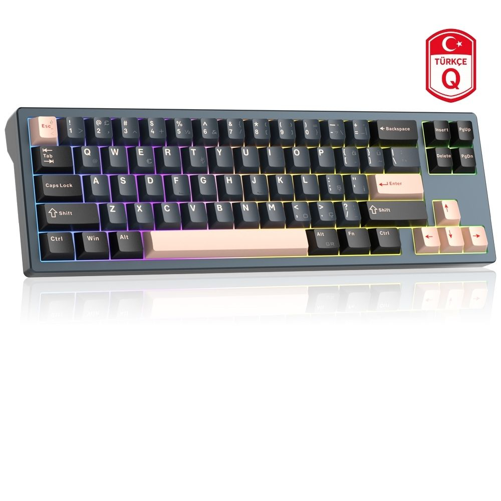 MageGee Captain72 68 Tuş RGB Hot-Swap CNC Kablolu Gasket Manyetik Siyah Gaming Klavye