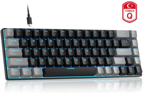 MageGee MK-BOX 68 Tuş Kablolu Mekanik Red Switch Türkçe Q Gri-Siyah Gaming Klavye