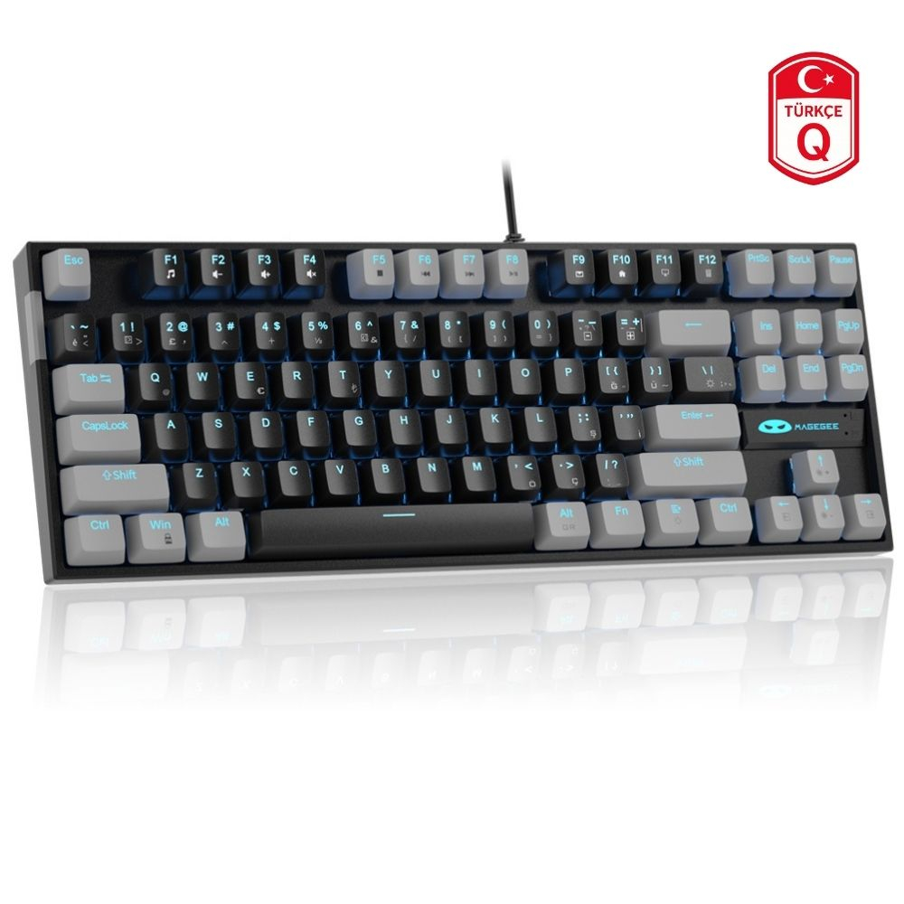 MageGee MK-STAR 87 Tuş Red Switch Gri-Siyah Kablolu Türkçe Q Mekanik Gaming Klavye