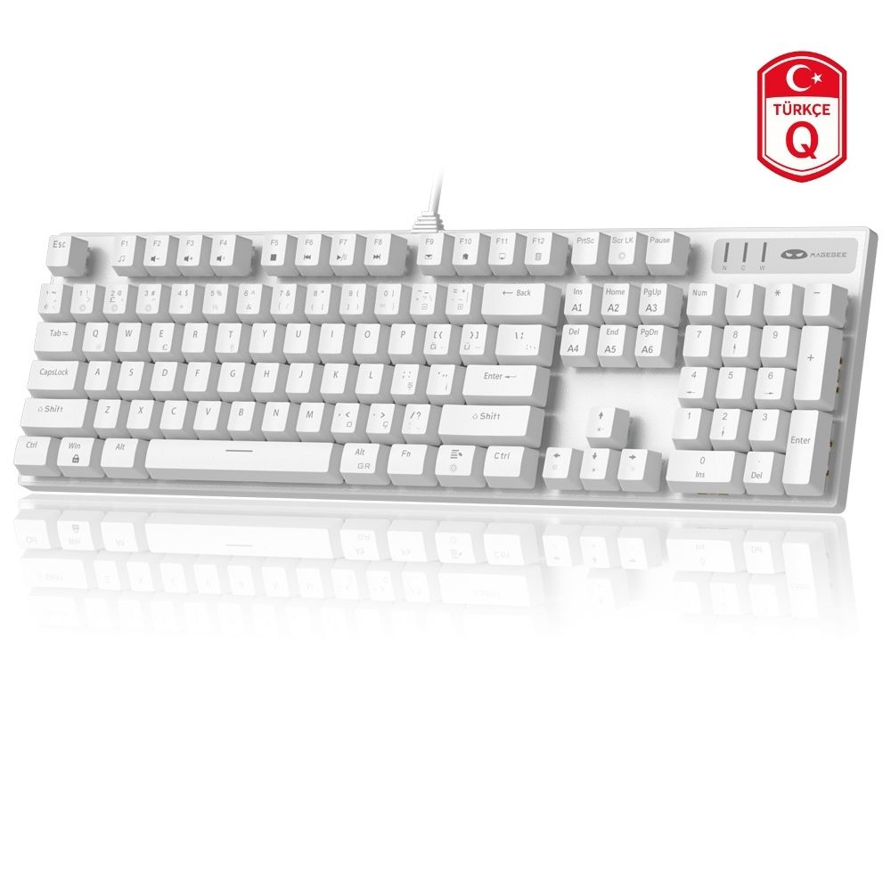 MageGee MK-STORM 104 Tuş Blue Switch Kablolu Türkçe Q Beyaz Gaming Klavye