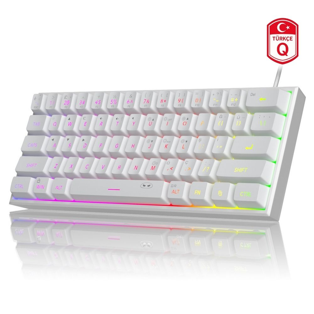MageGee TS91 61 Tuş RGB Kablolu Beyaz Membran Gaming Klavye