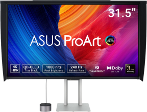ASUS ProArt PA32UCDMR-K 32″ 240Hz 0.1ms AdaptiveSync HDR10 UHD QD-OLED Pivot Monitör