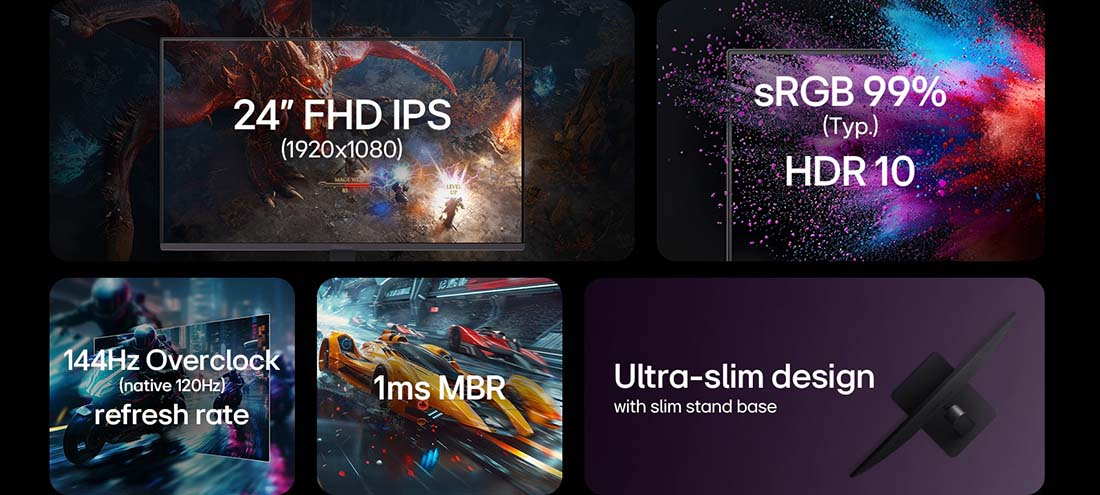 LG UltraGear G4 24G411A-B 24″ 144Hz(OC) 5ms FreeSync G-Sync HDR10 FHD IPS Gaming Monitör