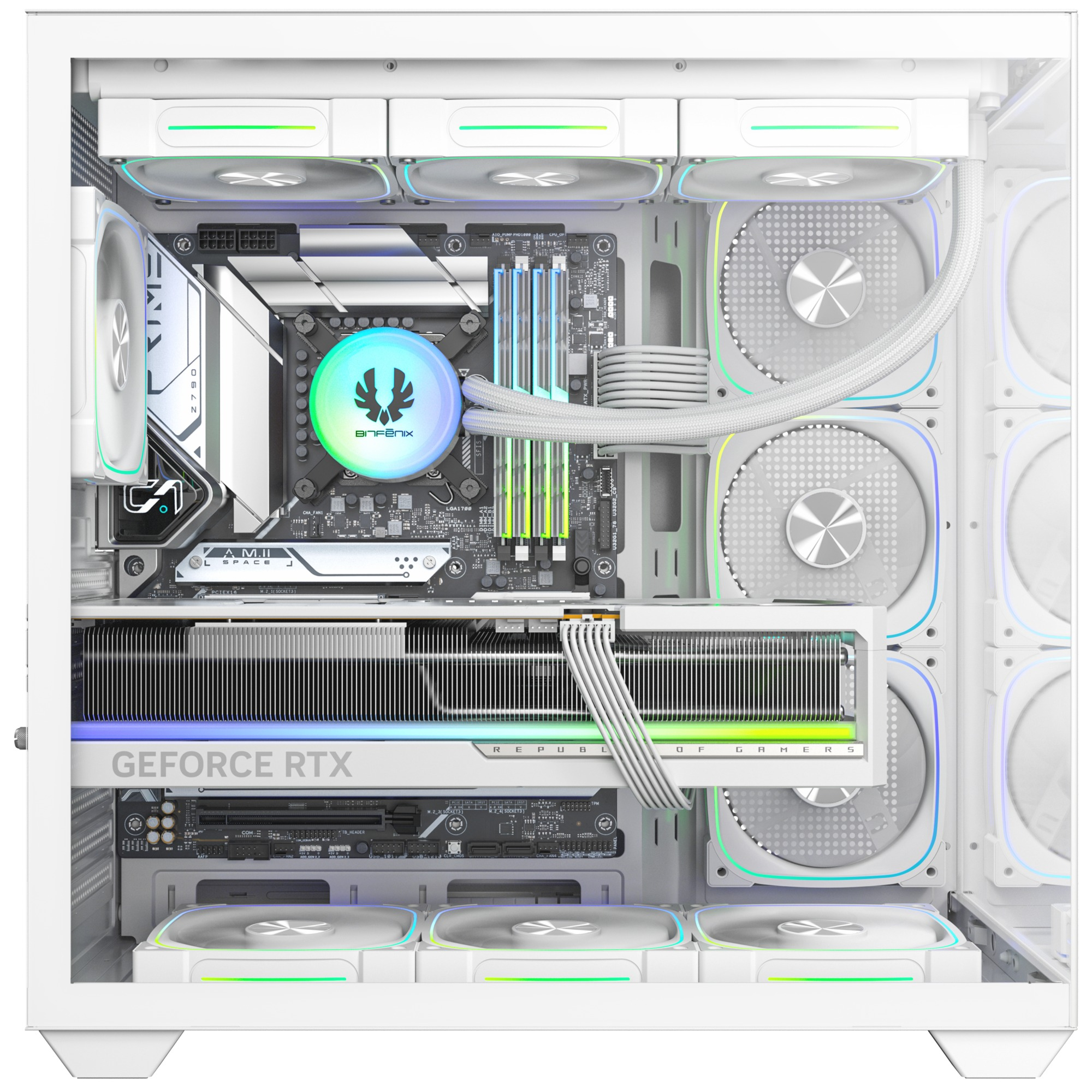 Bitfenix UT500 White 850W 80+ Bronze PSU 4x120mm FRGB Fan ATX Temperli Cam Beyaz Gaming (Oyuncu) Kasa