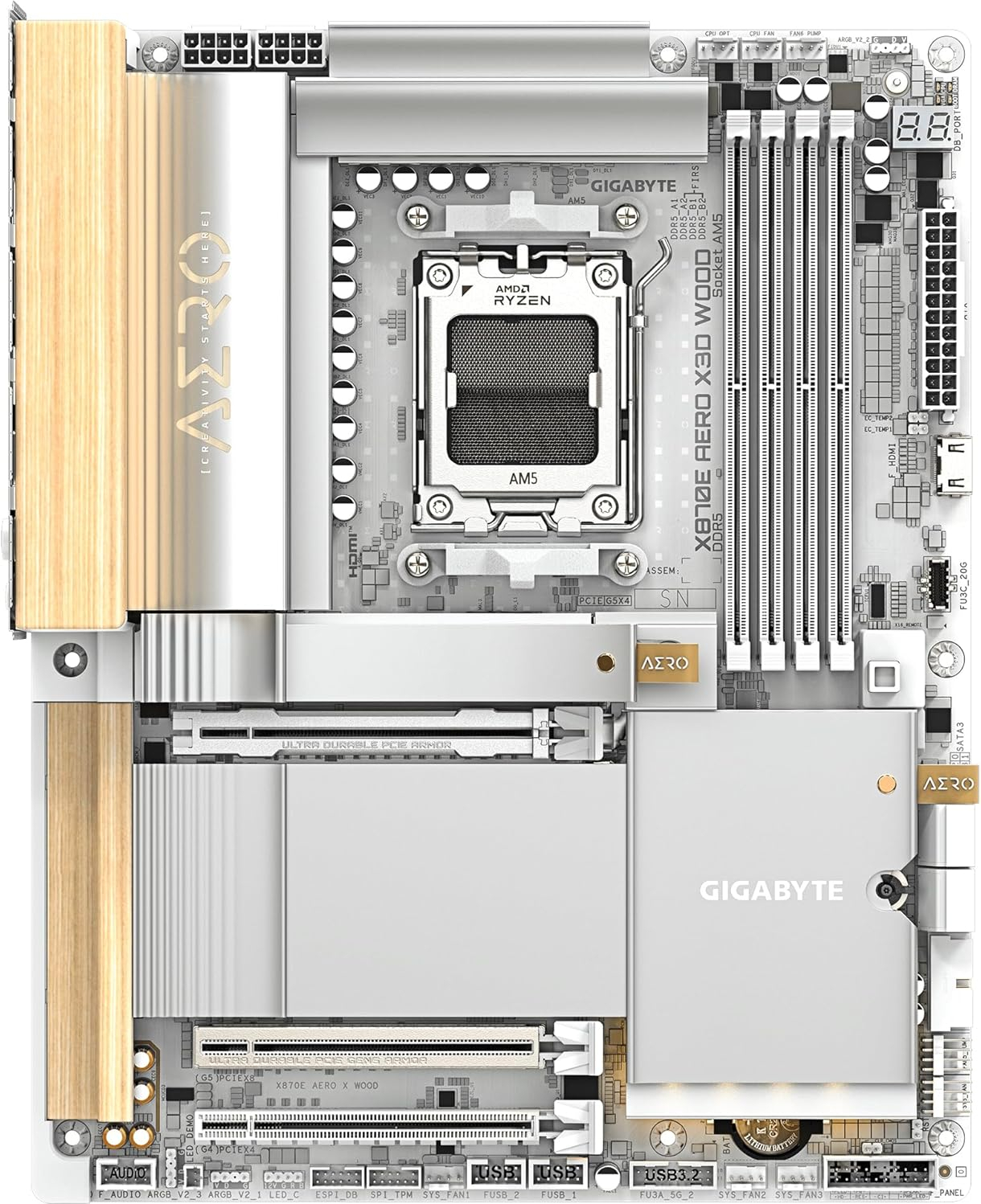 Gigabyte X870E AERO X3D WOOD AM5 DDR5 9000MHz (OC) ATX Gaming Anakart