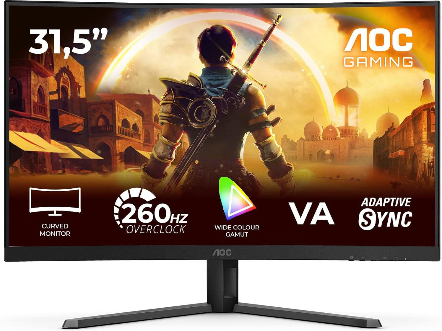 AOC C32G42ZE 31.5″ 260Hz  0.3ms Adaptive Sync Full HD VA Gaming (Oyuncu) Monitör