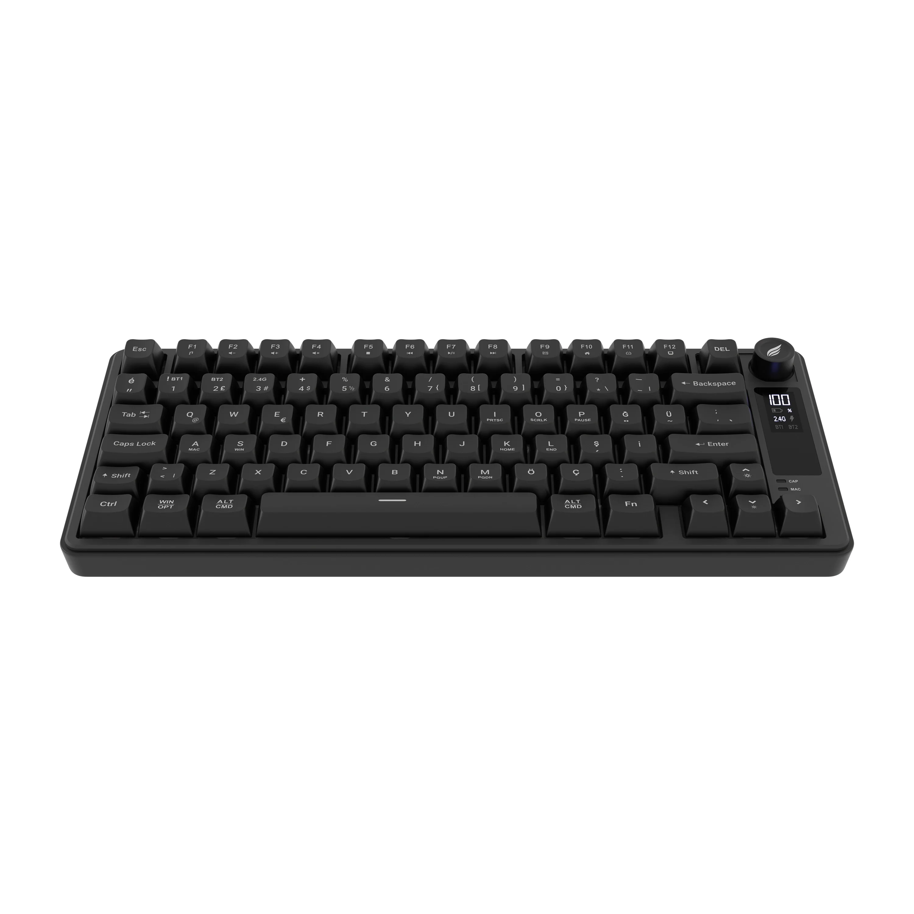 Hawk Gaming HK255B Membrane LCD RGB Kablosuz/Bluetooth Siyah %75 Türkçe Gaming Klavye