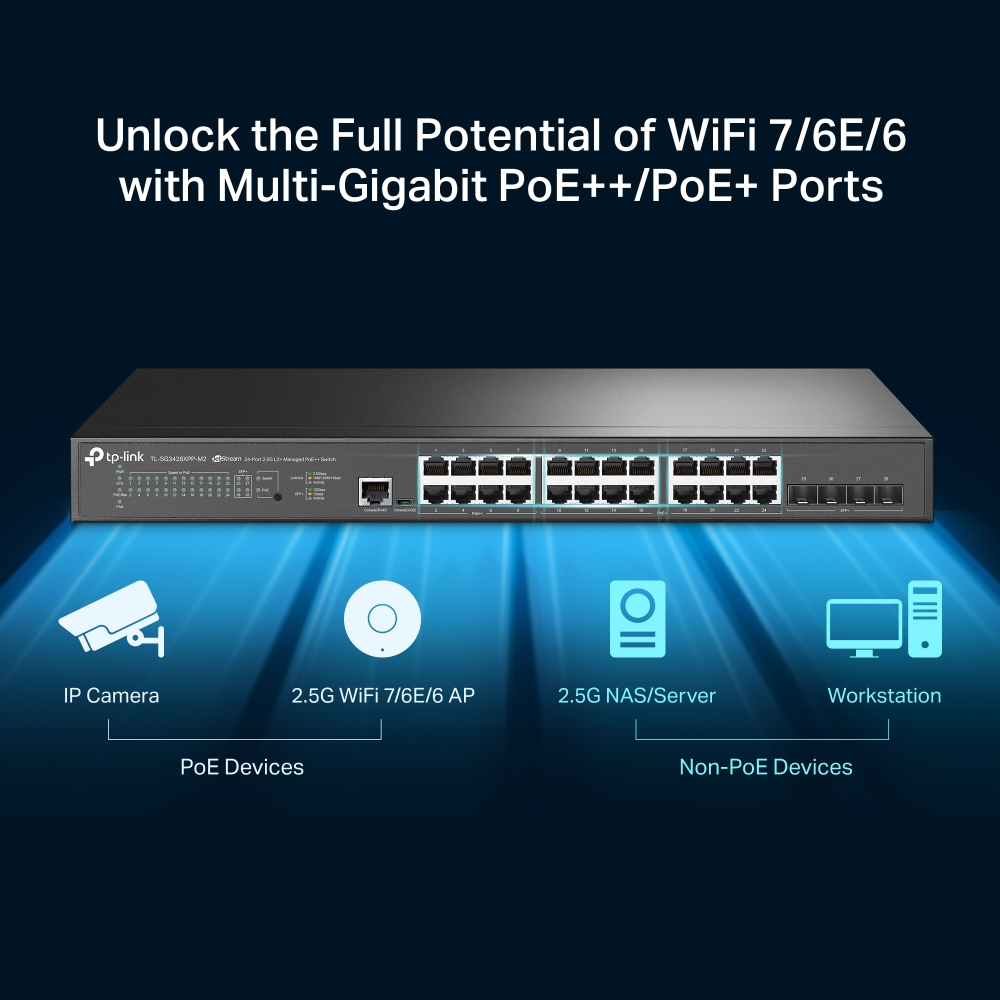 TP-Link TL-SG3428XPP-M2 24 Port 10/100/1000 Mbps Gigabit PoE Switch