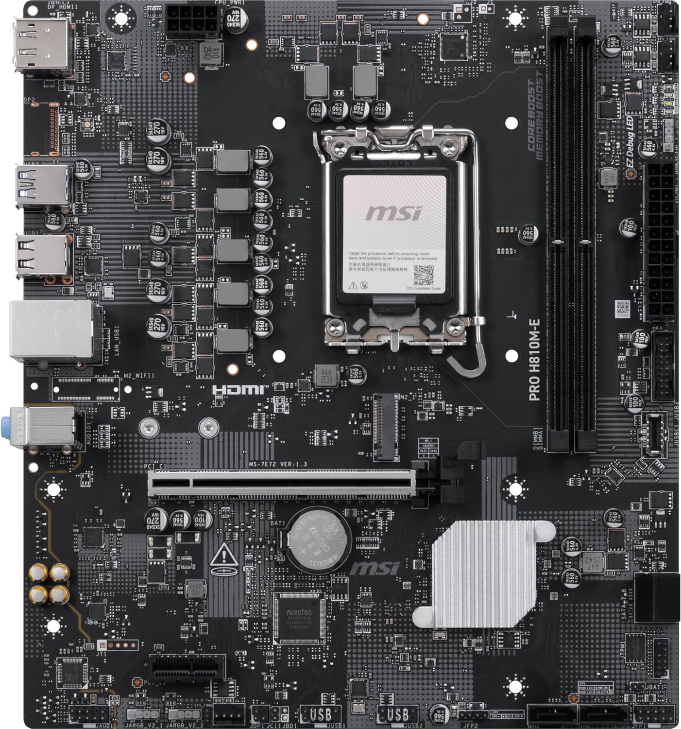 MSI PRO H810M-E Intel H810 Soket 1851 DDR5 6400+(OC)MHz mATX Gaming (Oyuncu) Anakart