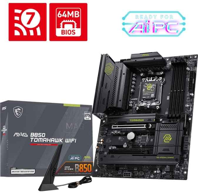 MSI MAG B850 TOMAHAWK WIFI AM5 DDR5 8200(OC)MHz ATX Gaming Anakart