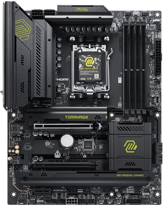 MSI MAG B850 TOMAHAWK WIFI AM5 DDR5 8200(OC)MHz ATX Gaming Anakart