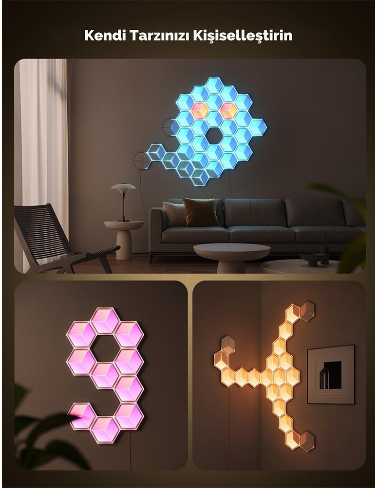 Govee Glide Hexa Ultra Gaming LED Duvar Aydınlatması 7 Parçalı