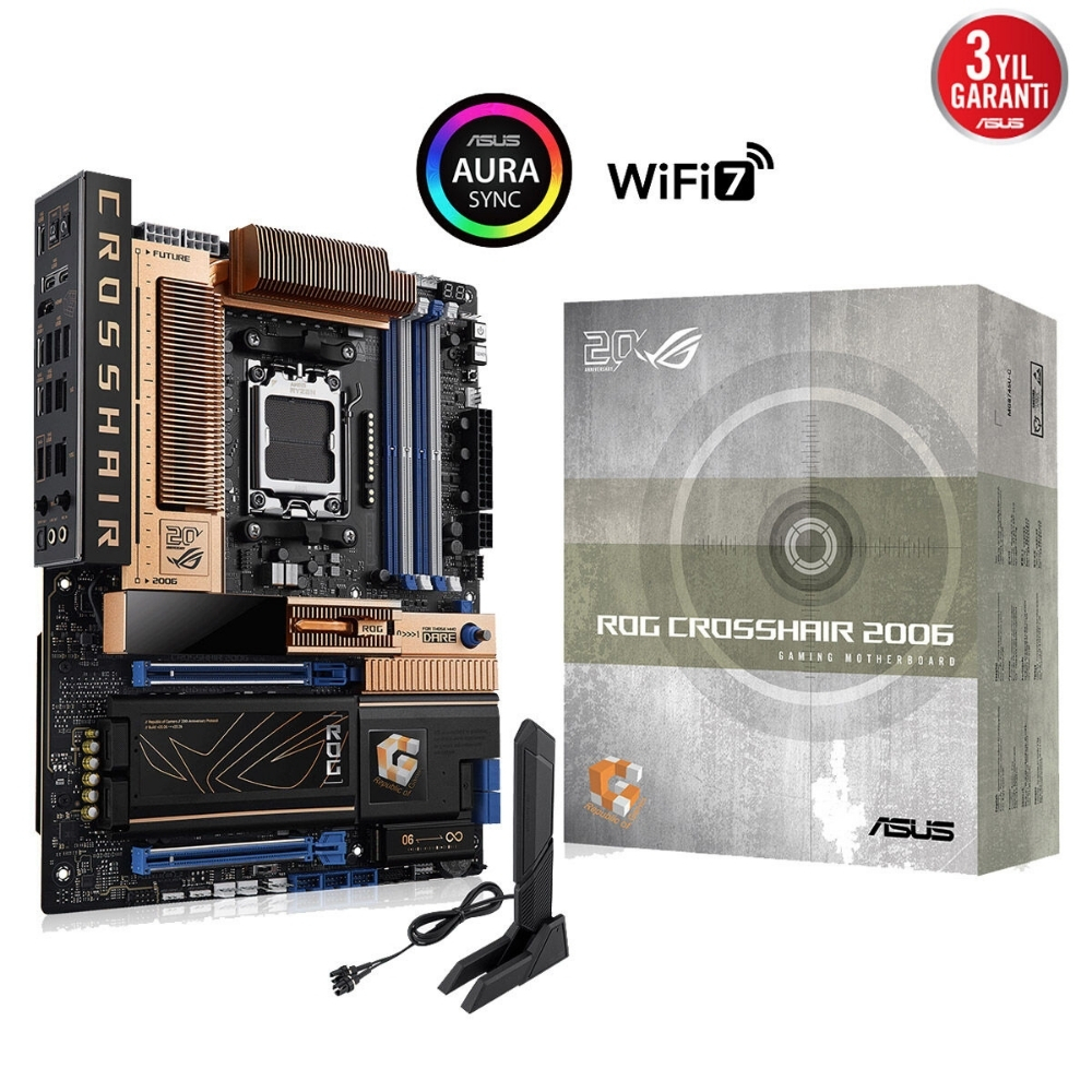ASUS ROG CROSSHAIR 2006 AMD X870E AM5 DDR5 9600+(OC) MHz WiFi7 Gaming (Oyuncu) Anakart