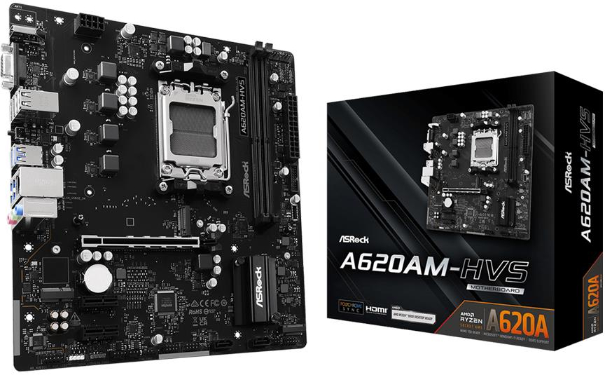 Asrock A620AM-HVS AMD A620 Soket AM5 DDR5 6800(OC)MHz mATX Gaming Anakart