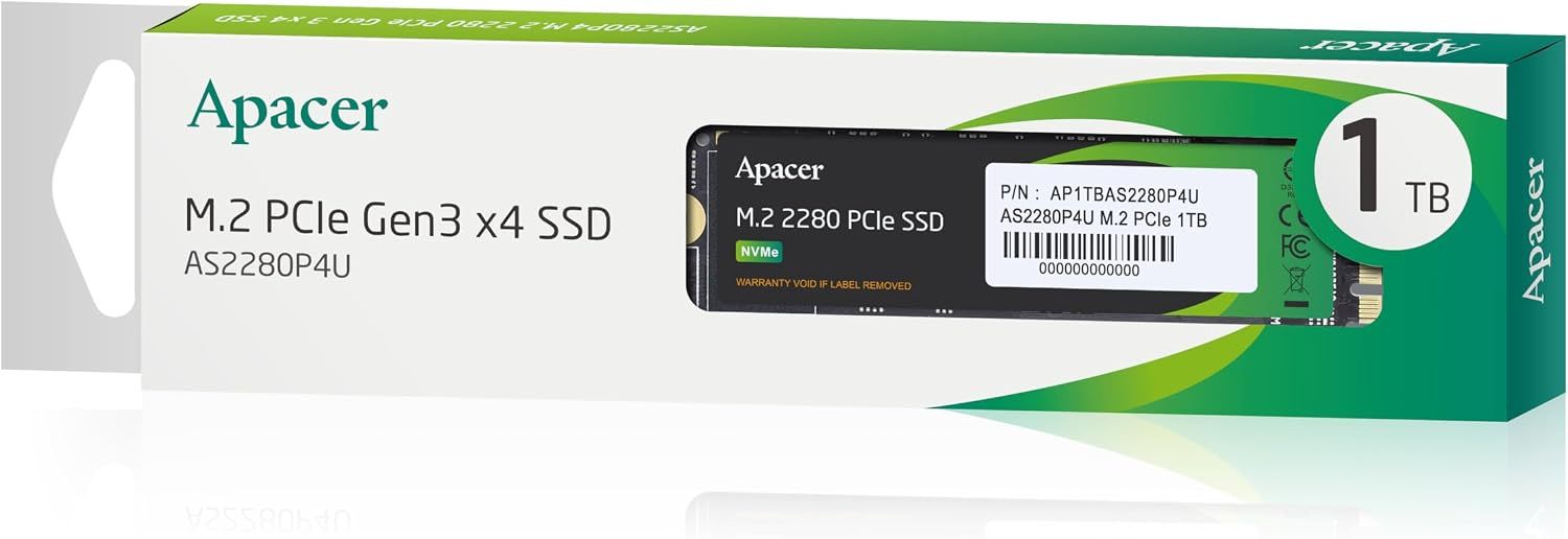 Apacer AS2280P4U 1TB 3500-3000 MB/s M.2 PCIe Gen3x4 SSD (AP1TBAS2280P4U-1) 