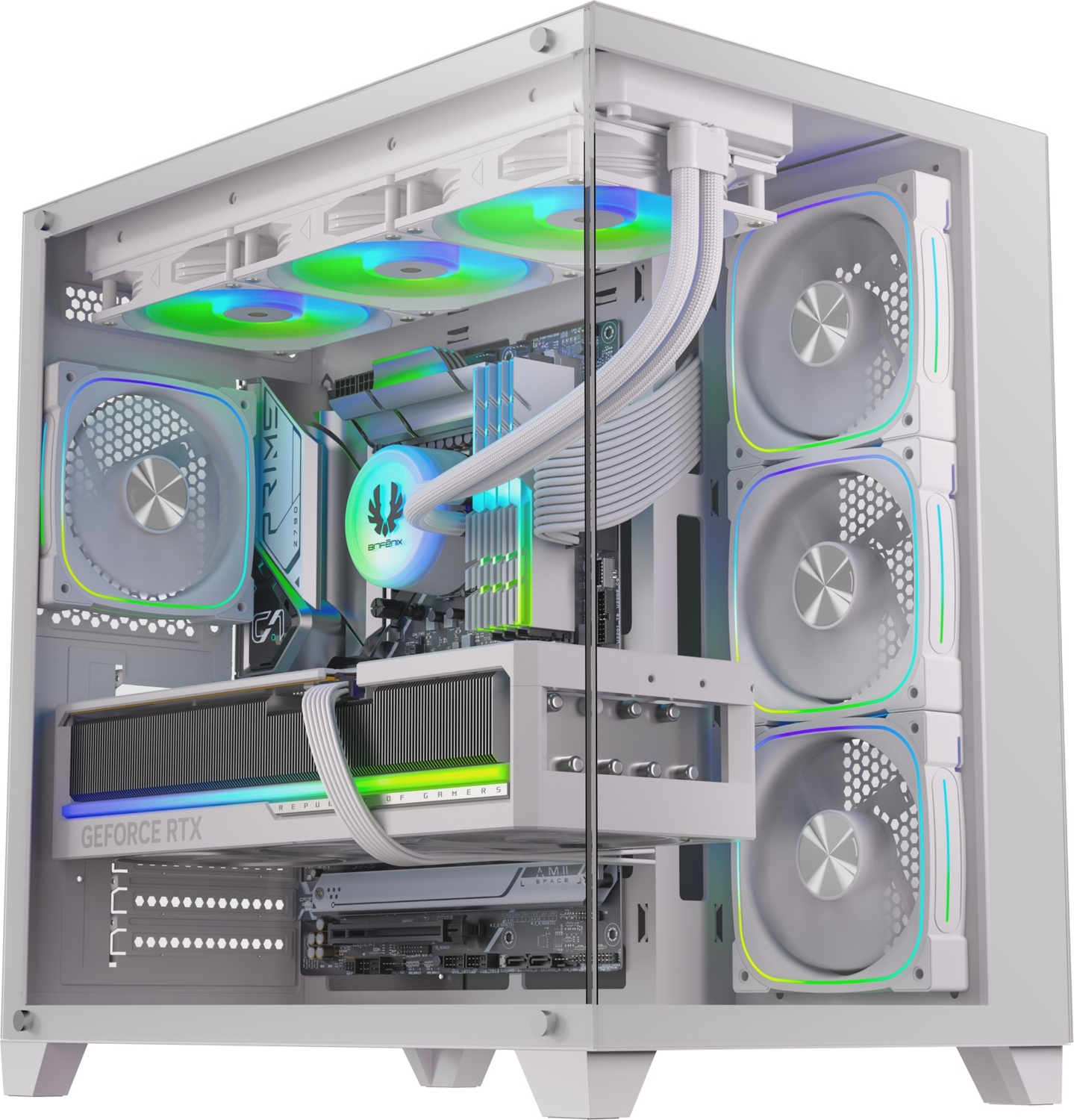 Bitfenix Polii White 850W 80+ Bronze PSU 4X120mm FRGB Fan ATX Temperli Cam Beyaz Gaming Kasa