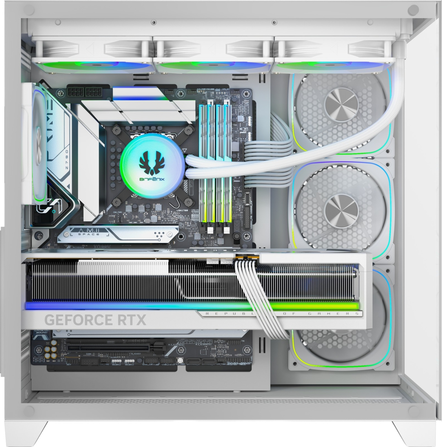 Bitfenix Polii White 850W 80+ Bronze PSU 4X120mm FRGB Fan ATX Temperli Cam Beyaz Gaming Kasa