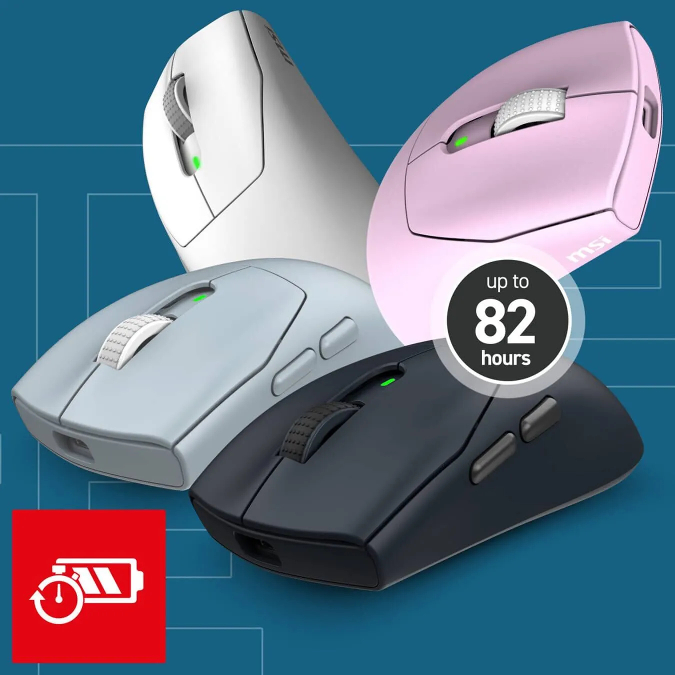 MSI FORGE GM340 Wireless 12000 DPI 1000Hz RGB Kablosuz Beyaz Gaming Mouse
