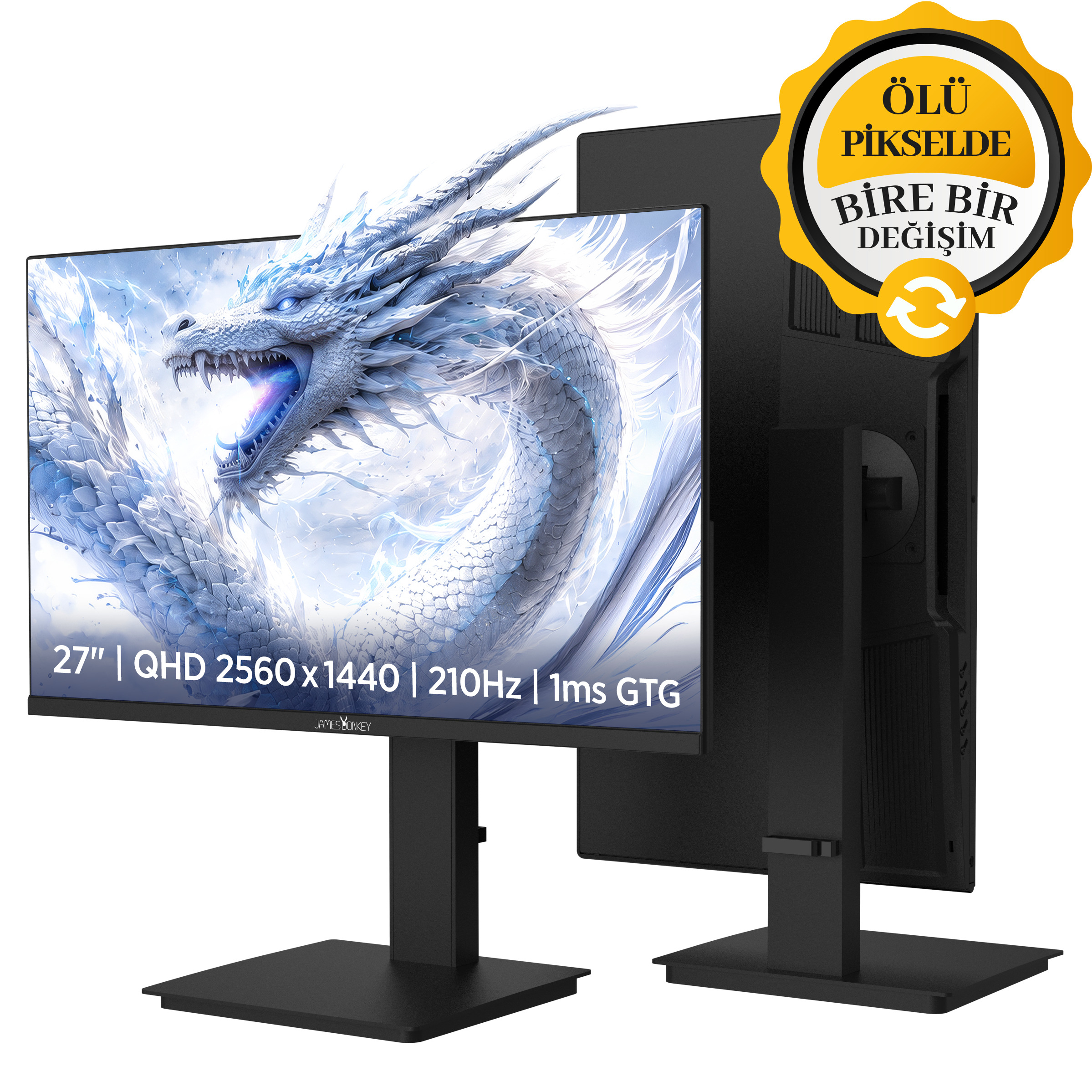 James Donkey Ravel Q70 27″ 210Hz 1Ms GTG Fast IPS QHD 2K Pivot Gaming Monitör (Ölü Pikselde Anında Değişim)