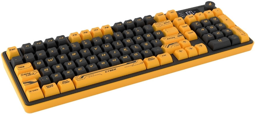 Hawk Gaming HK258CY Membrane LCD RGB Kablosuz/Bluetooth Cyber Sarı Siyah Full Türkçe Gaming Klavye