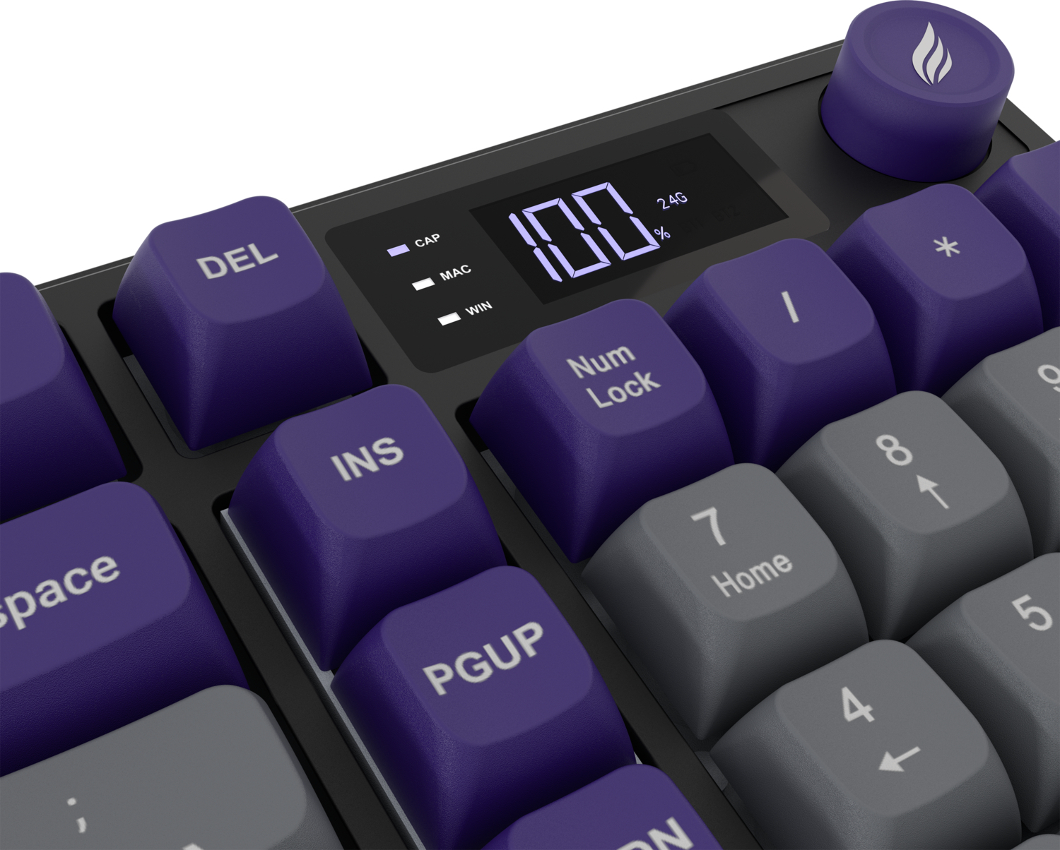 Hawk Gaming HK258GP Membrane LCD RGB Kablosuz/Bluetooth Gri Mor Full Türkçe Gaming Klavye