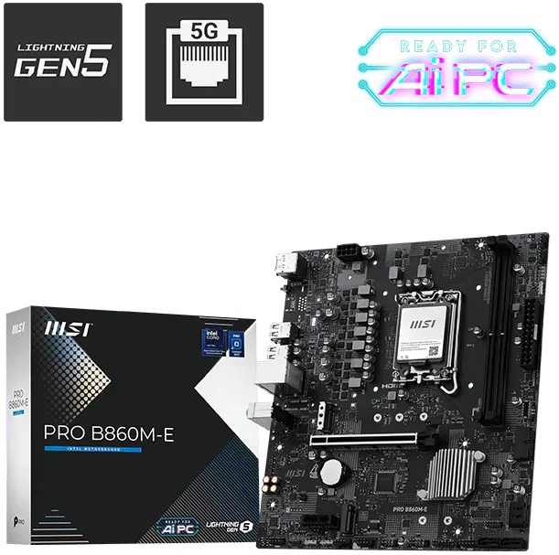 MSI PRO B860M-E Intel B860 Soket 1851 DDR5 6400+(OC)MHz ATX Gaming (Oyuncu) Anakart