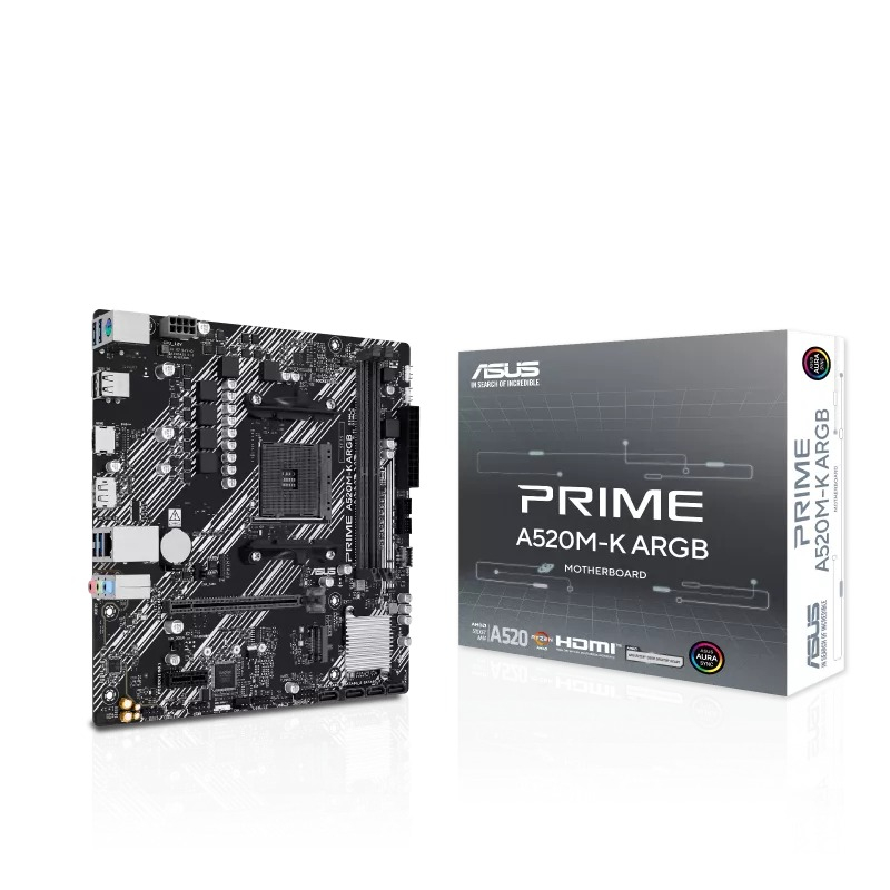 ASUS Prime A520M-K ARGB AM4 DDR4 5100(OC)MHz mATX Gaming (Oyuncu) Anakart