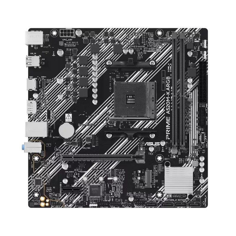 ASUS Prime A520M-K ARGB AM4 DDR4 5100(OC)MHz mATX Gaming (Oyuncu) Anakart