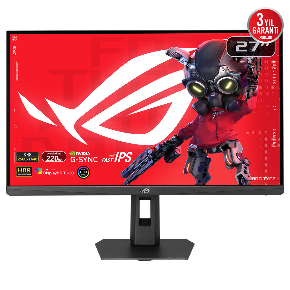 ASUS ROG STRIX XG27ACSR 27″ 220Hz 1ms  Adaptive-Sync Pivot Fast IPS QHD Gaming Monitör - Siyah