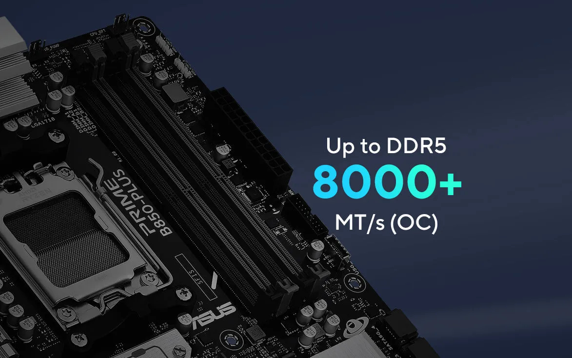 ASUS B850-PLUS-CSM AMD B850 Soket AM5 DDR5 8000+(OC)MHz mATX Gaming (Oyuncu) Anakart