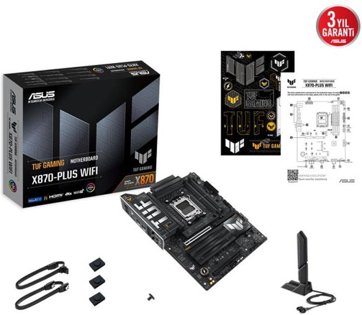ASUS TUF GAMING X870-PLUS WIFI7 AM5 DDR5 9600+(OC)MHz Gaming Anakart 