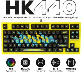 Hawk Gaming HK440 Hall Effect Manyetik Switch Rapid Trigger Sonic RGB 1k Hz 1 Ms Kablolu %75 Gaming Klavye