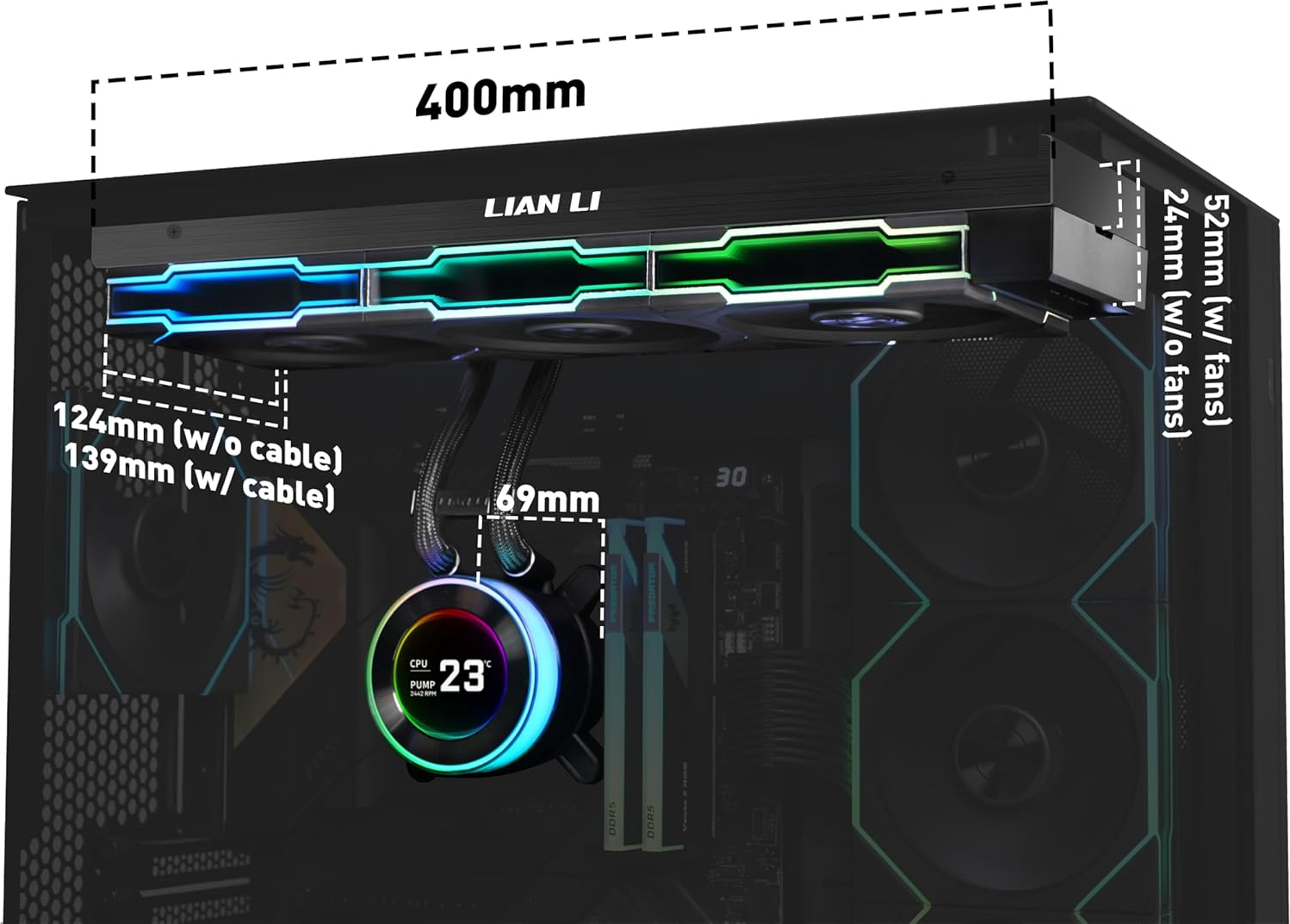 Lian Li Hydro-Shift II LCD-C 360TL Siyah İşlemci Sıvı Soğutucu