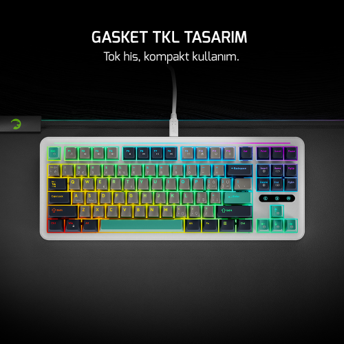 GamePower Zoom RGB Kablolu Mekanik Beyaz Gaming Klavye