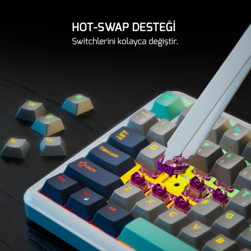 GamePower Zoom RGB Kablolu Mekanik Beyaz Gaming Klavye