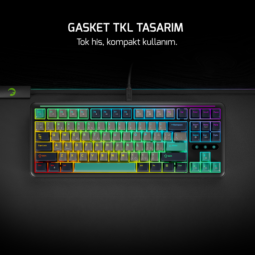 GamePower Zoom RGB Kablolu Mekanik Siyah Gaming Klavye