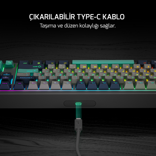 GamePower Zoom RGB Kablolu Mekanik Siyah Gaming Klavye