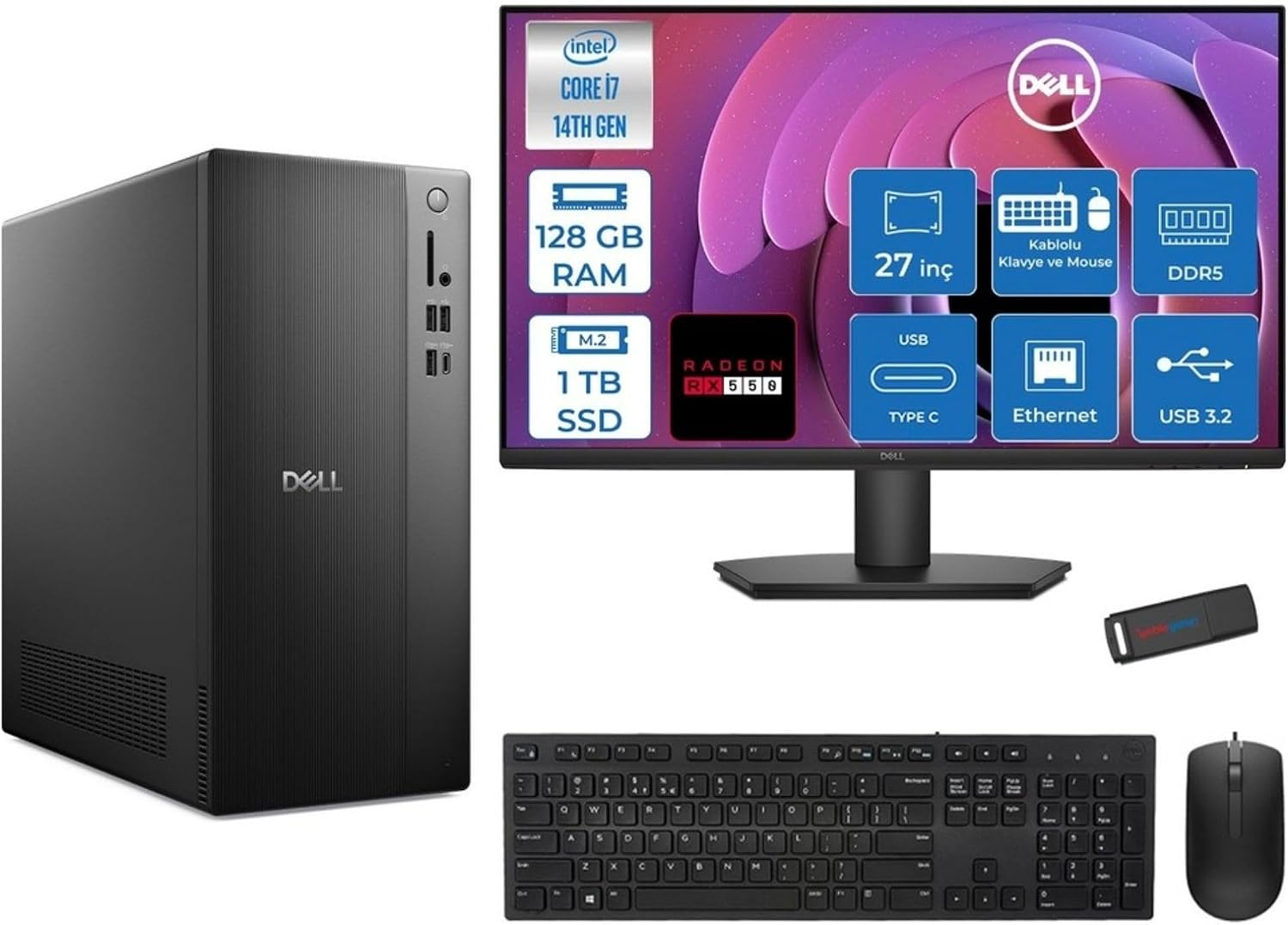 Dell Tower Essential QVT1260 İ5-14500 16GB 512SSD Ubuntu Masaüstü PC