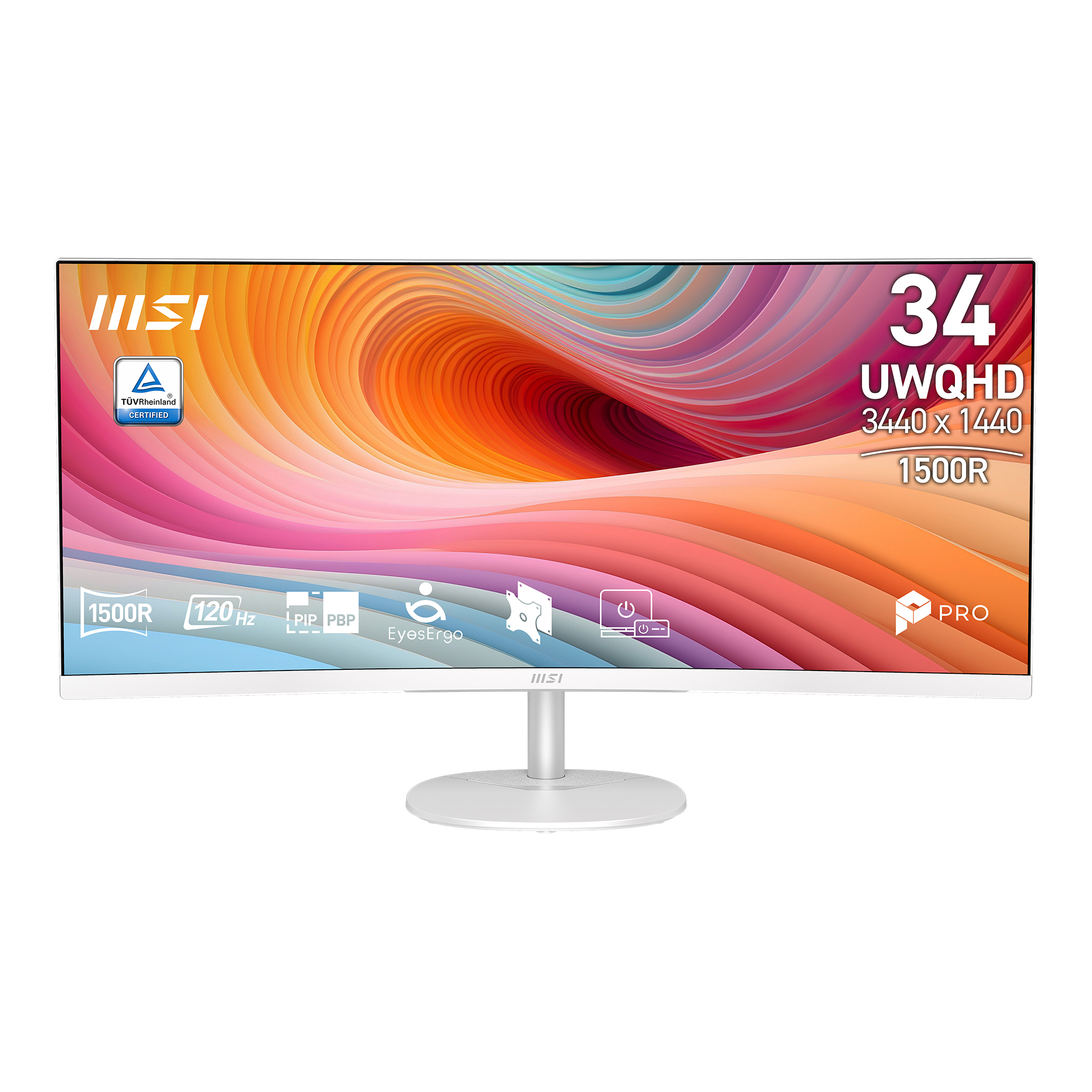 MSI PRO MP341CQW E12 34″ 120Hz 4ms HDMI DP FreeSync Premium HDR Ready UWQHD VA Curved 1500R Beyaz Monitör