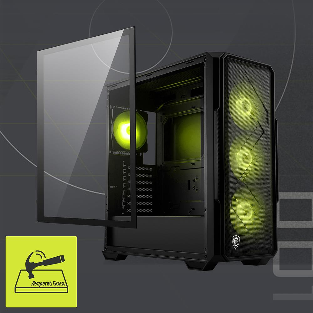 MSI MAG FORGE 151A B75 Black 4x Auto RGB Fan USB 3.2 Mid-Tower Gaming Kasa