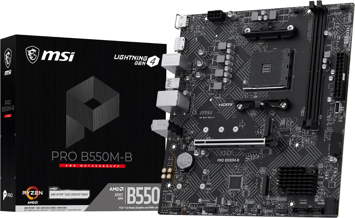 MSI Pro B550M-B AM4 DDR4 4600(OC) HDMI DP 2x M.2 Gaming Anakart