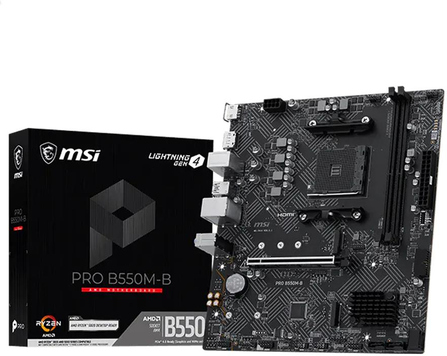MSI Pro B550M-B AM4 DDR4 4600(OC) HDMI DP 2x M.2 Gaming Anakart