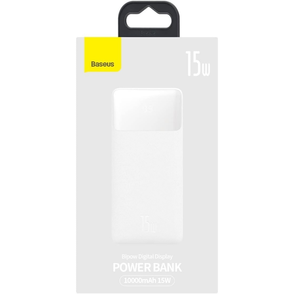 Baseus Bipow Overseas Edition Beyaz 15W 10000 mAh Hızlı Şarj Powerbank