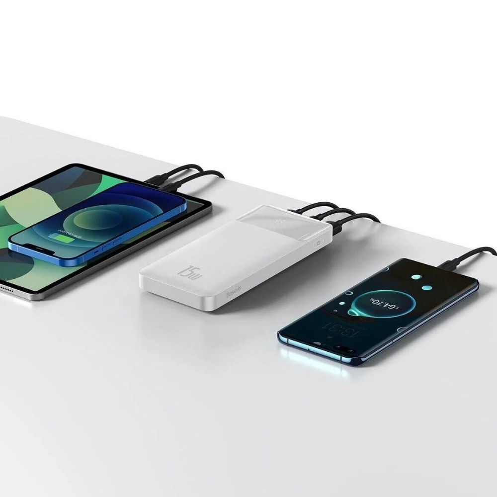 Baseus Bipow Overseas Edition Beyaz 15W 10000 mAh Hızlı Şarj Powerbank