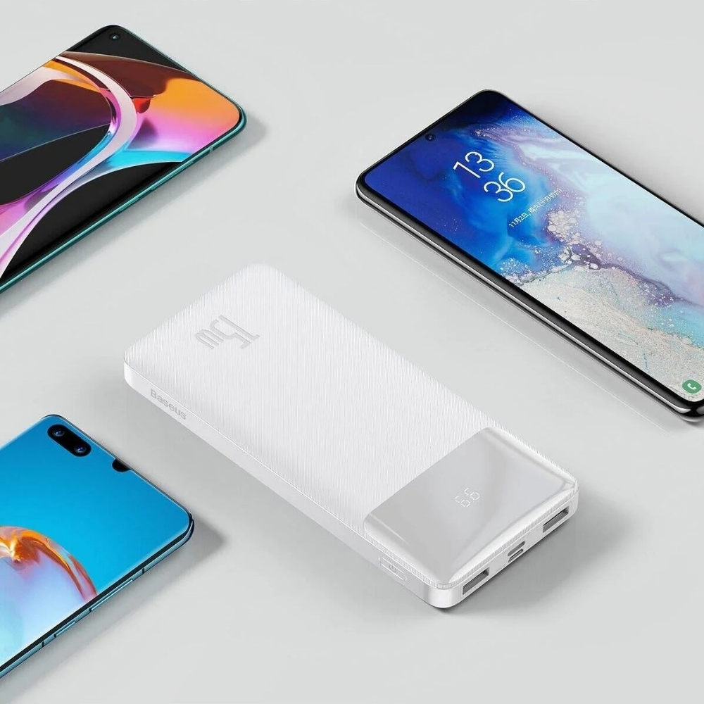 Baseus Bipow Overseas Edition Beyaz 15W 10000 mAh Hızlı Şarj Powerbank