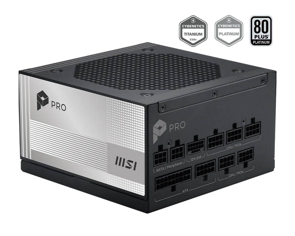 MSI PRO A1000PL PCIE5 1000W 80+ Platinum 120mm Fan Power Supply