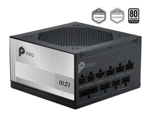 MSI PRO A1000PL PCIE5 1000W 80+ Platinum 120mm Fan Power Supply