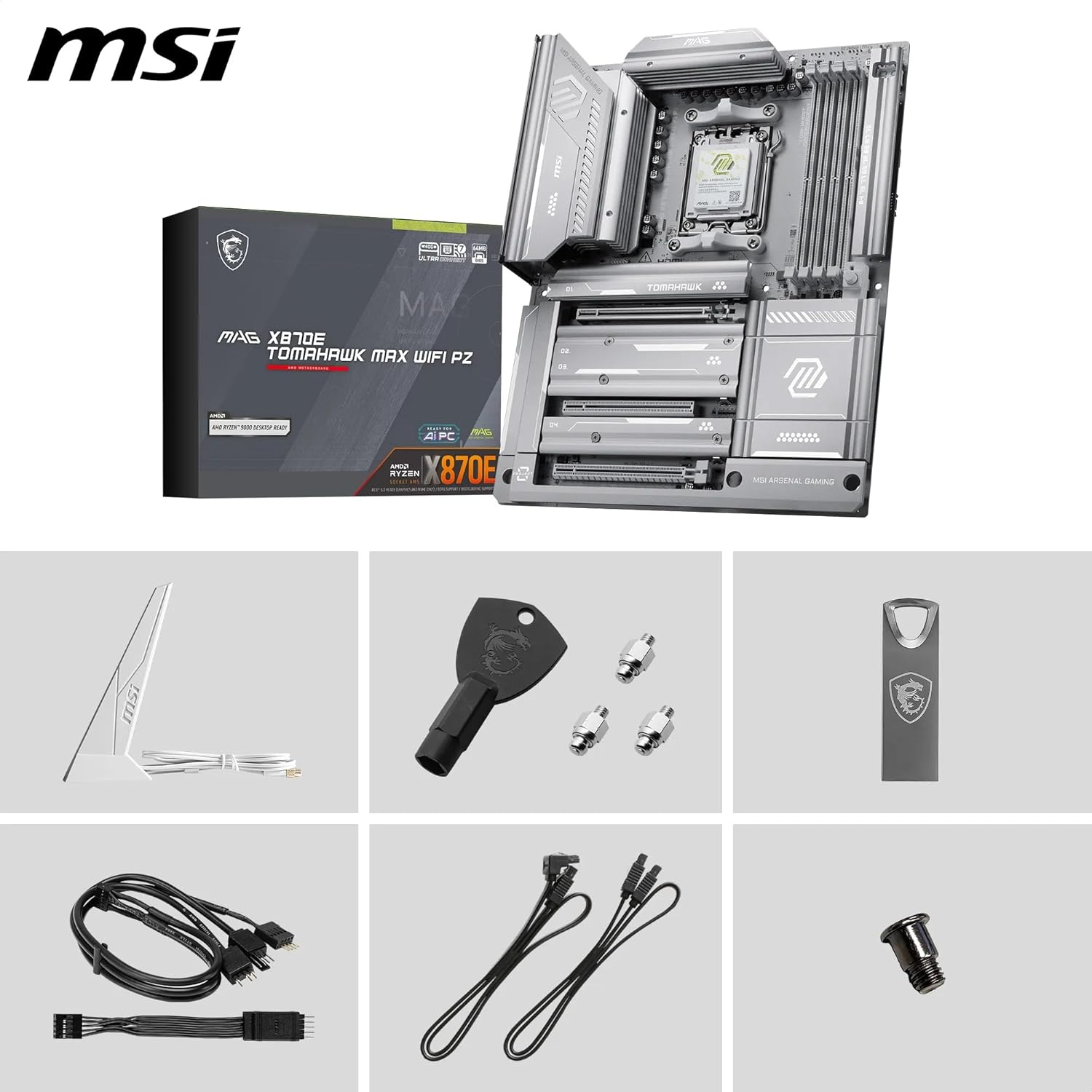 MSI MAG X870E TOMAHAWK MAX WIFI PZ AM5 DDR5 8400(OC)MHz ATX Gaming Anakart