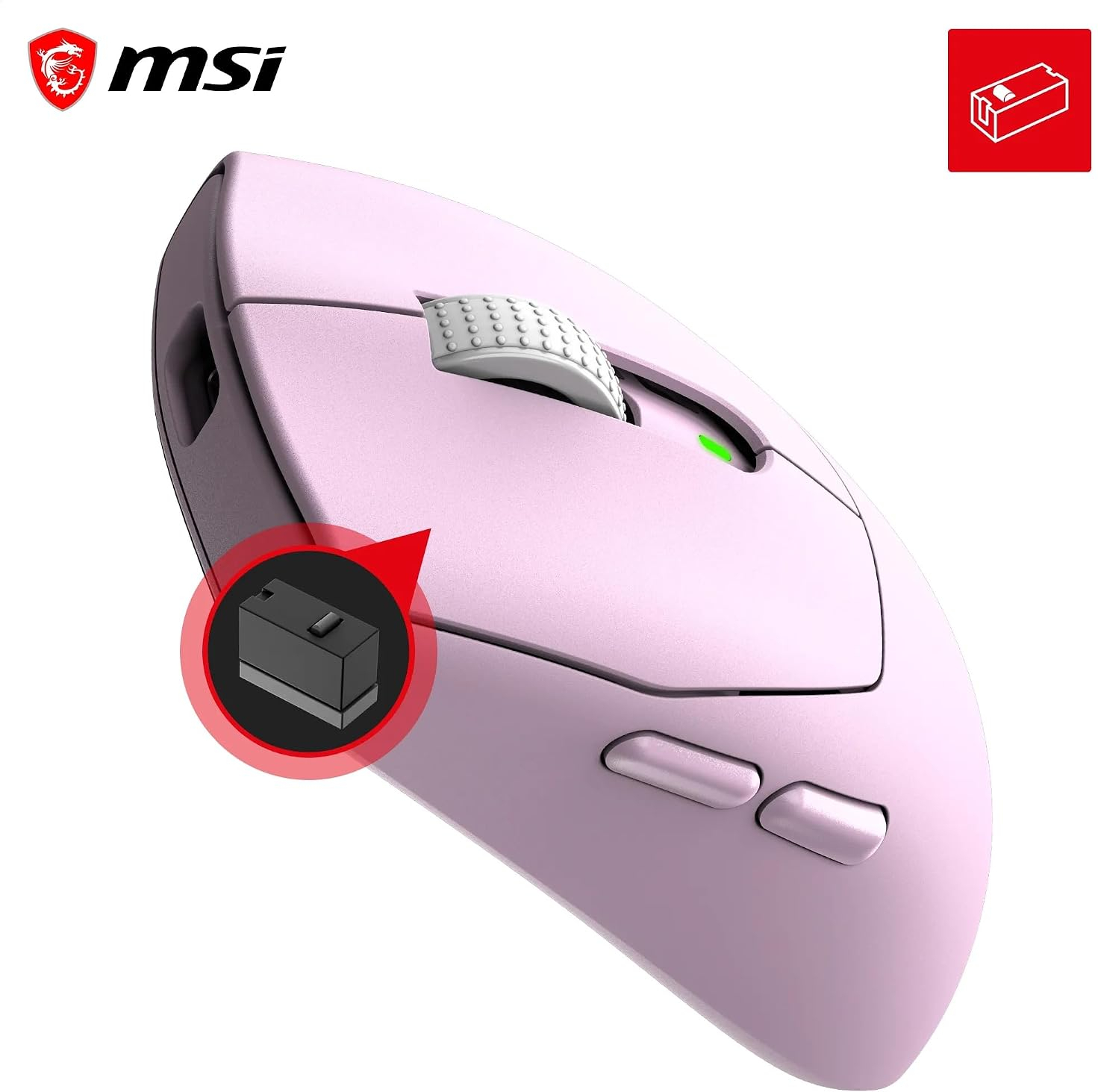 MSI FORGE GM340 Wireless 12000 DPI 1000Hz RGB Kablosuz Violet Gaming Mouse